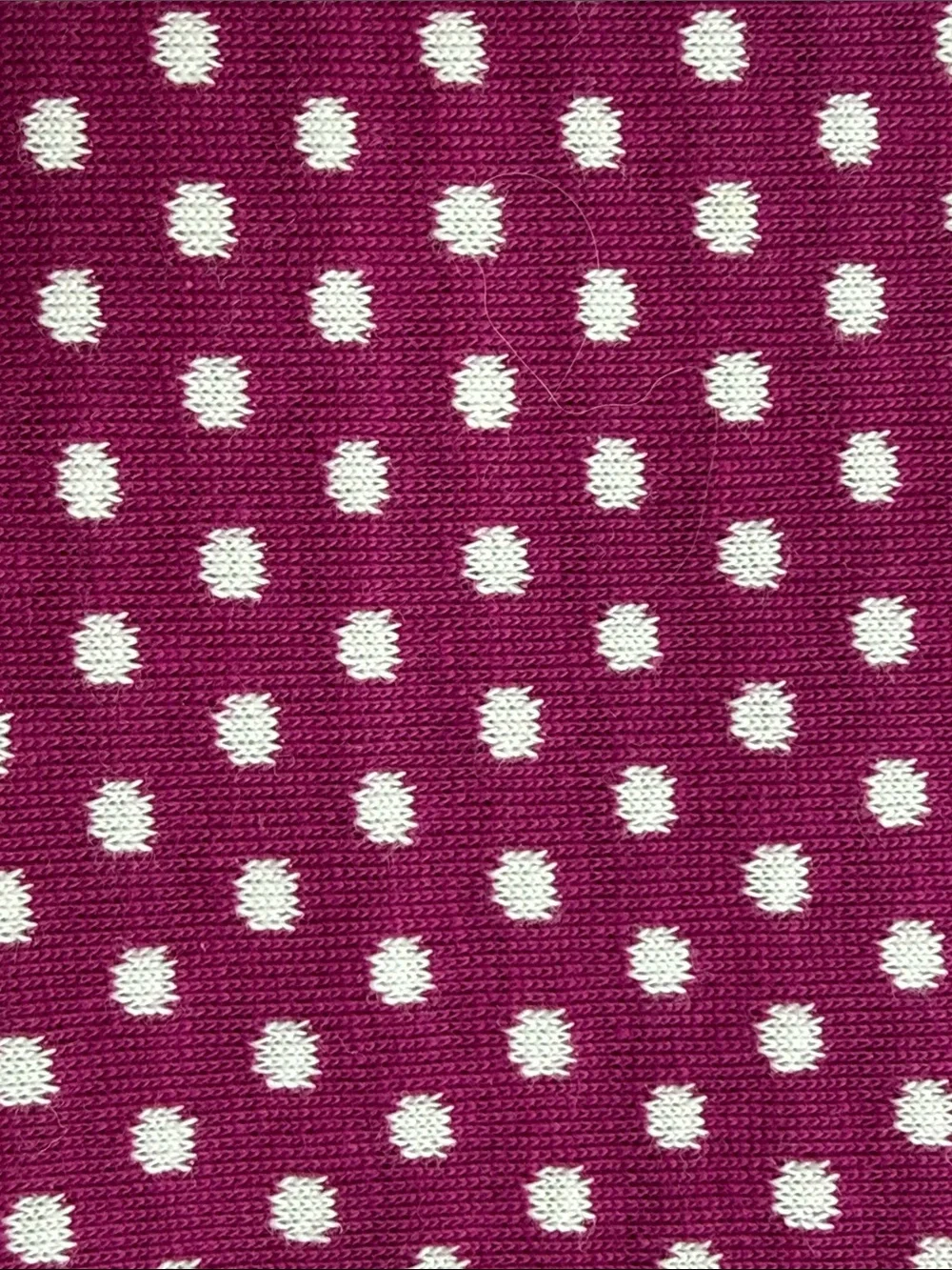 Vintage 60s 70s Tubular Polyester Knit Fabric Berry White Dot 1 3/4 Yards